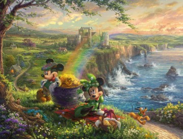 Thomas Kinkade Painting - Mickey and Minnie in Ireland Thomas Kinkade
